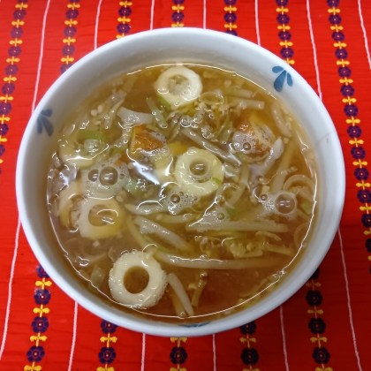もやし竹輪ねぎの簡単味噌汁