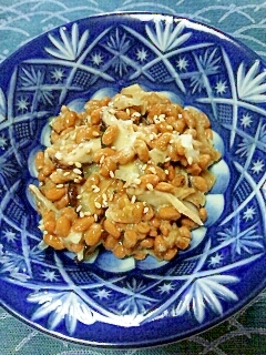 納豆の食べ方-椎茸＆漬物♪