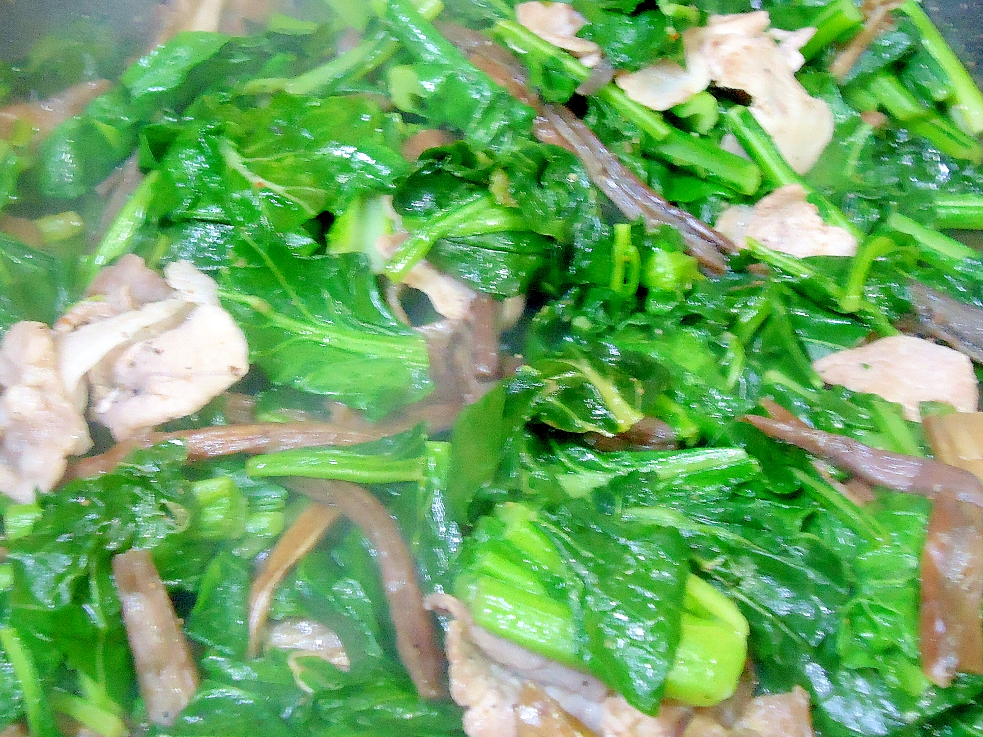 小松菜と豚小間の炒め物