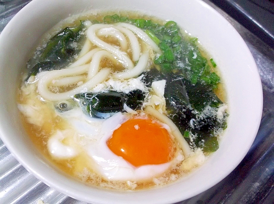 月見わかめうどん