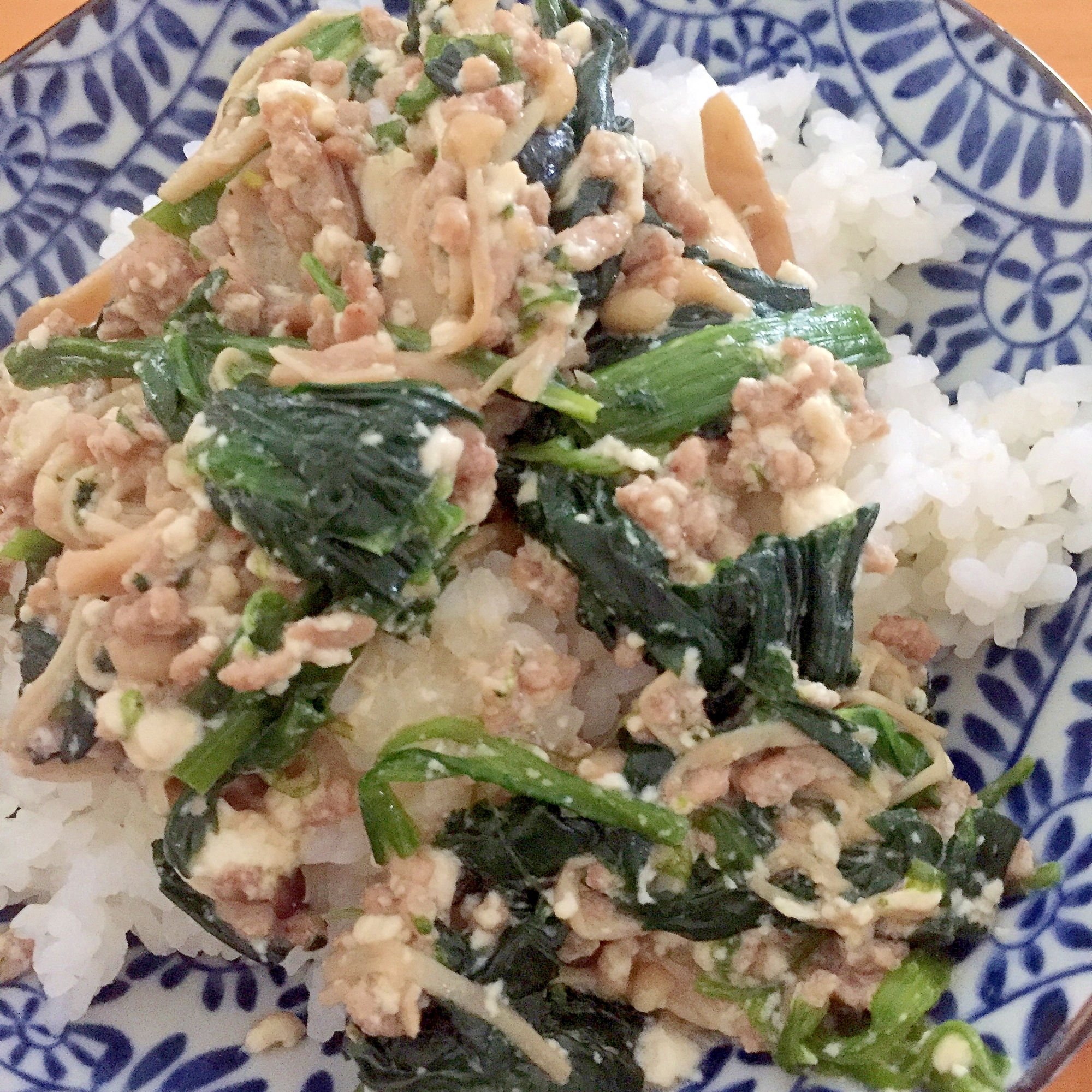 ほうれん草とえのきのひき肉炒め☆彡