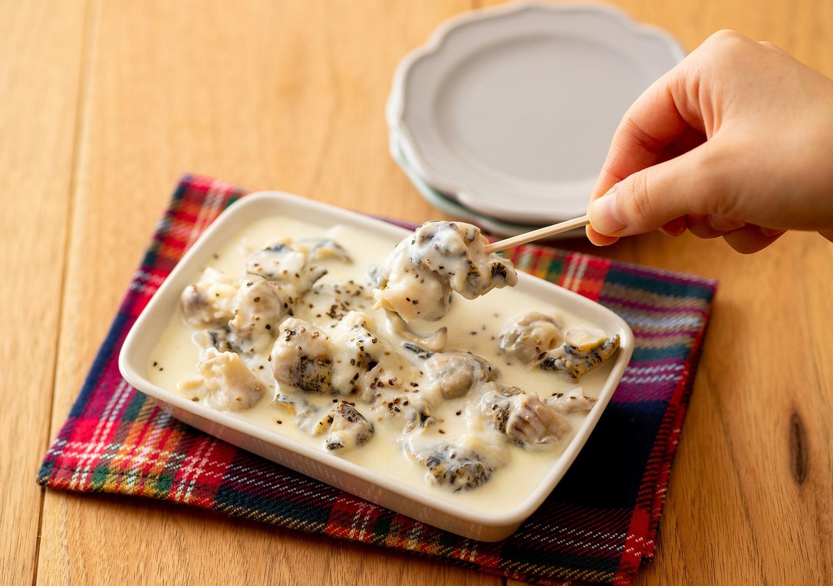 電子レンジで簡単♪ 白糠煮つぶのペッパーチーズ