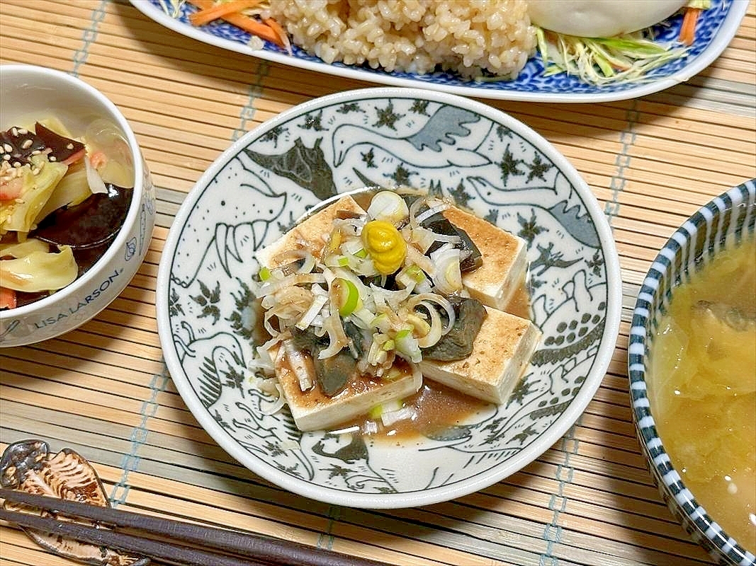 ゴマだれでコク旨ピータン豆腐、和がらしでシマります