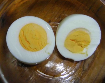 こんばんは！黄身がつかめる自慢の卵もつるりときれいにむけました♪レシピありがとうです！！