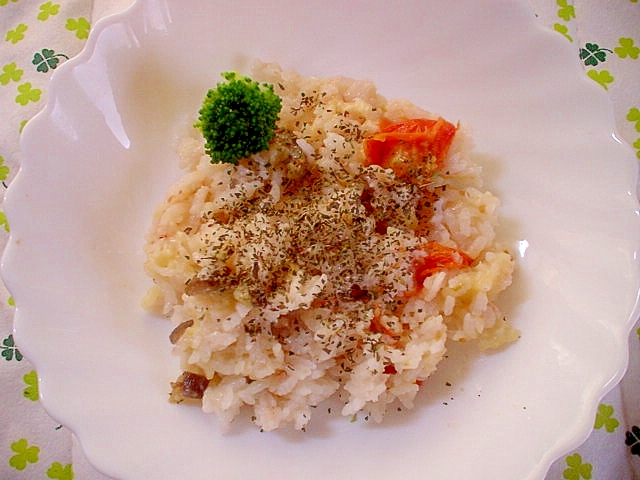 炊飯器で簡単 家庭菜園ナス トマトのチーズリゾット レシピ 作り方 By デブネコたん W ノ 楽天レシピ