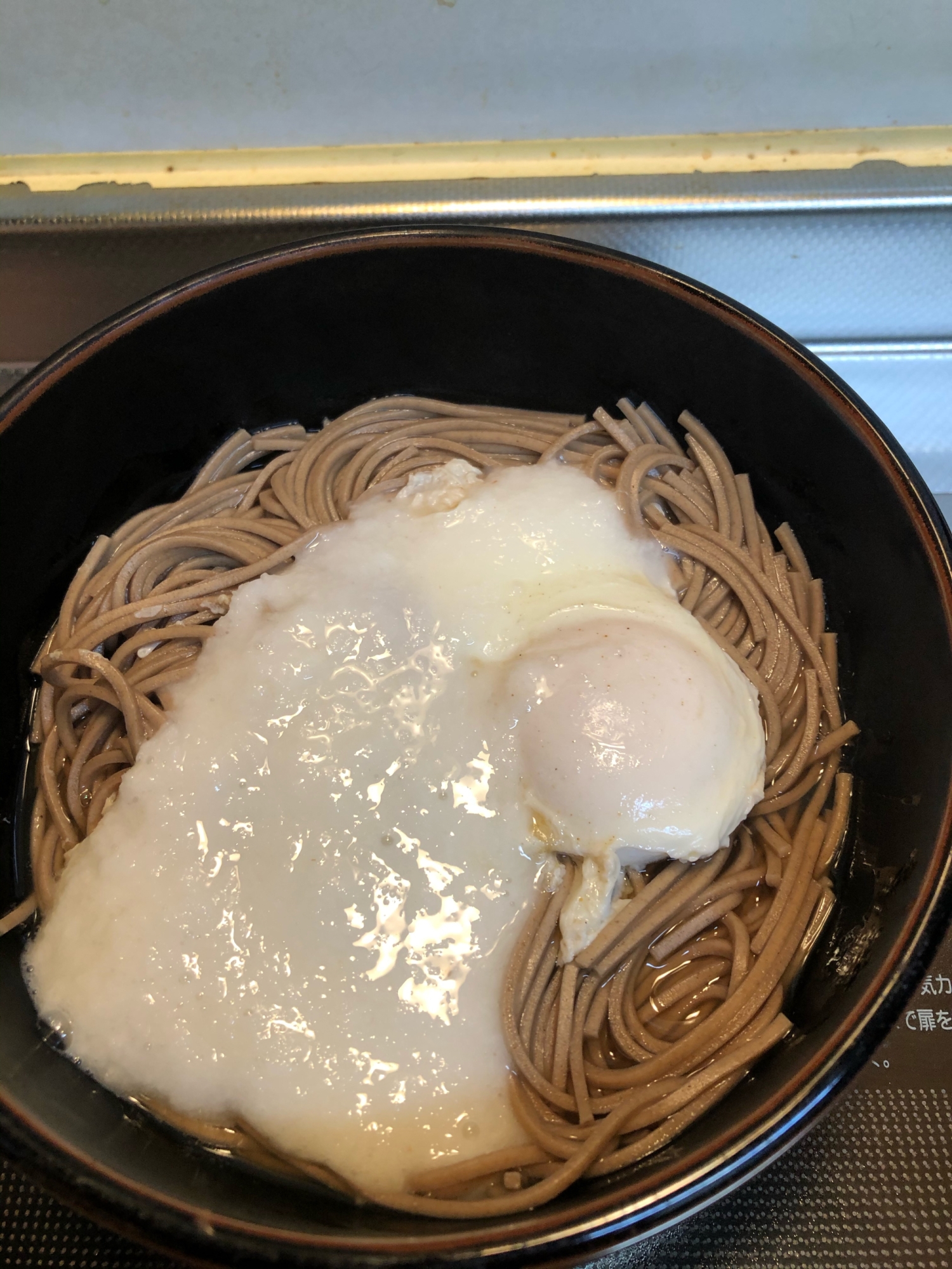 簡単♪半熟卵のとろ玉蕎麦^_^