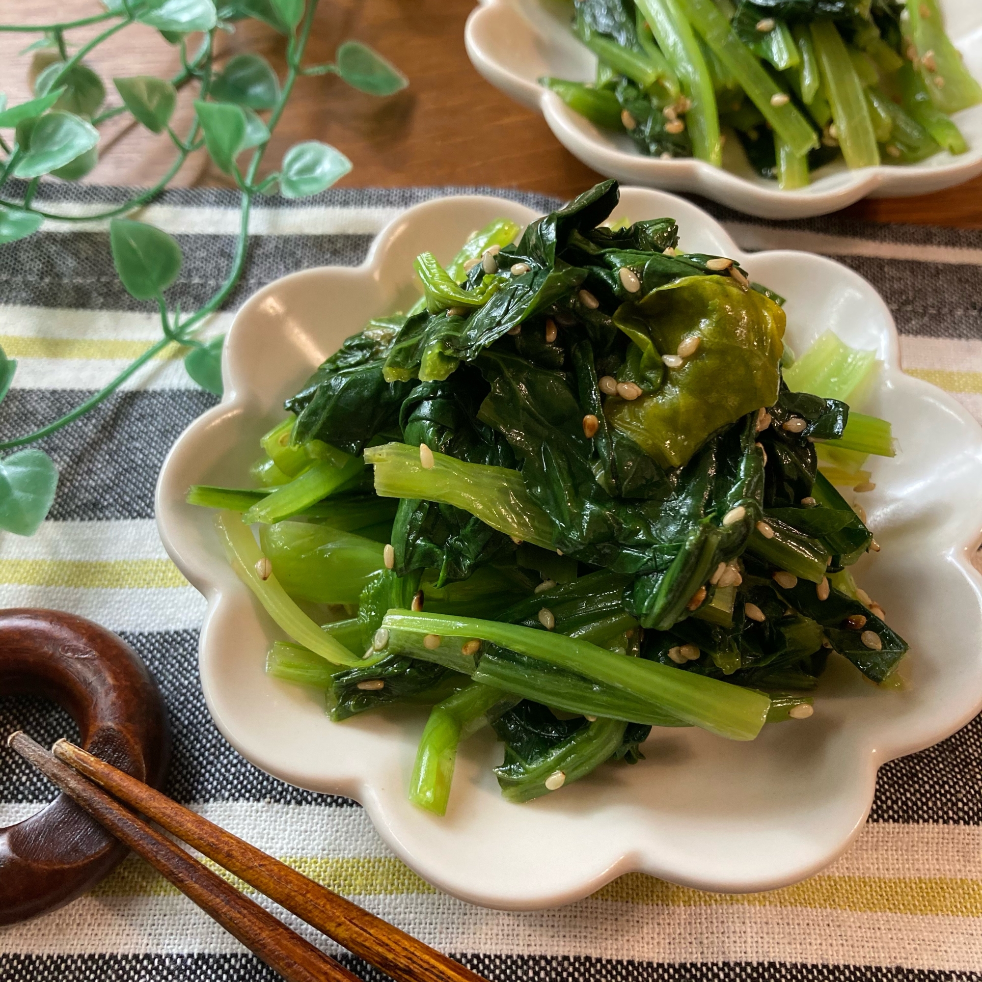 レンジde簡単 やみつき 小松菜ナムル レシピ 作り方 By Mari 楽天レシピ