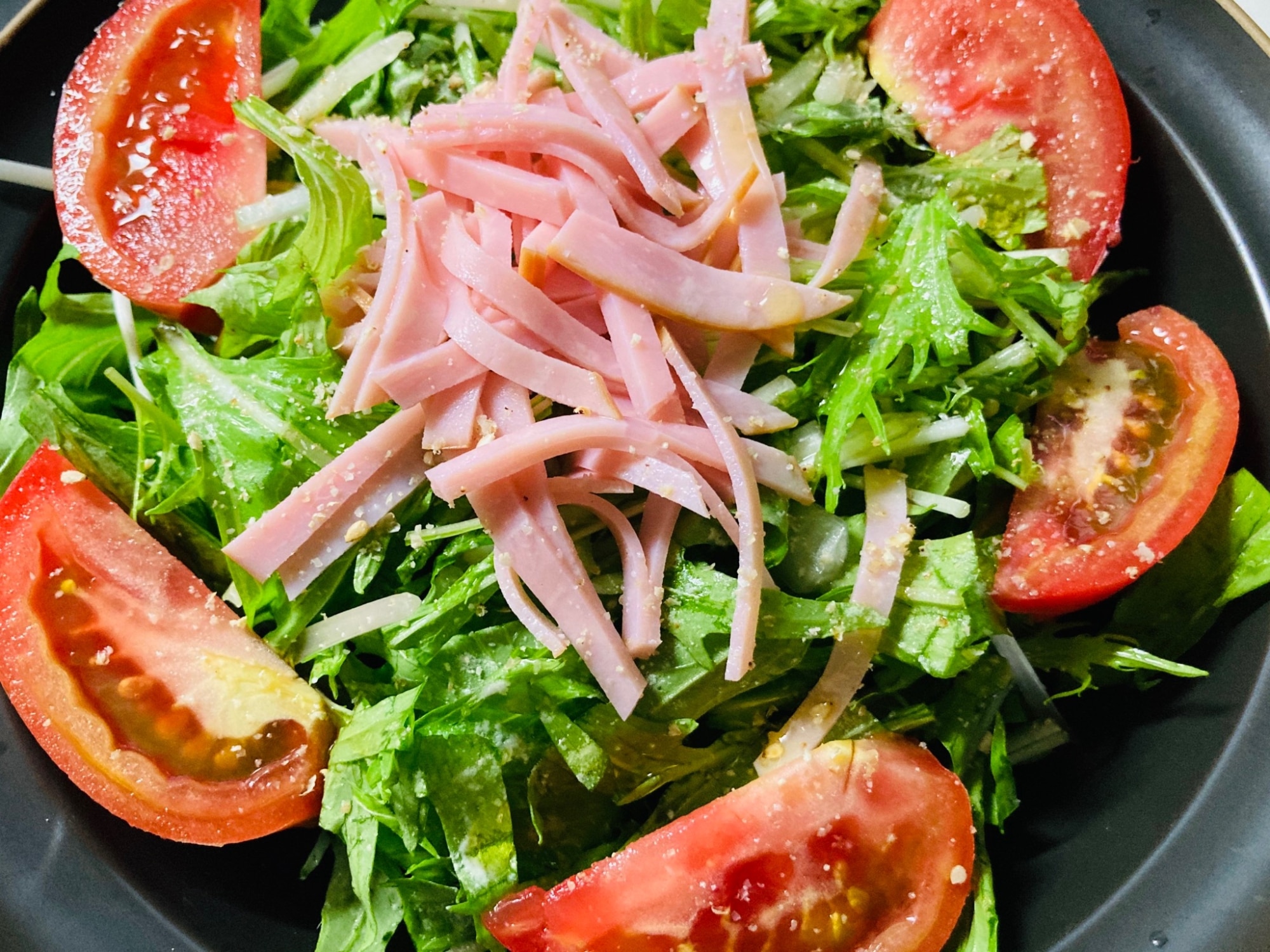 水菜とトマトのハムサラダ レシピ・作り方 by YOKO yy - 楽天レシピ