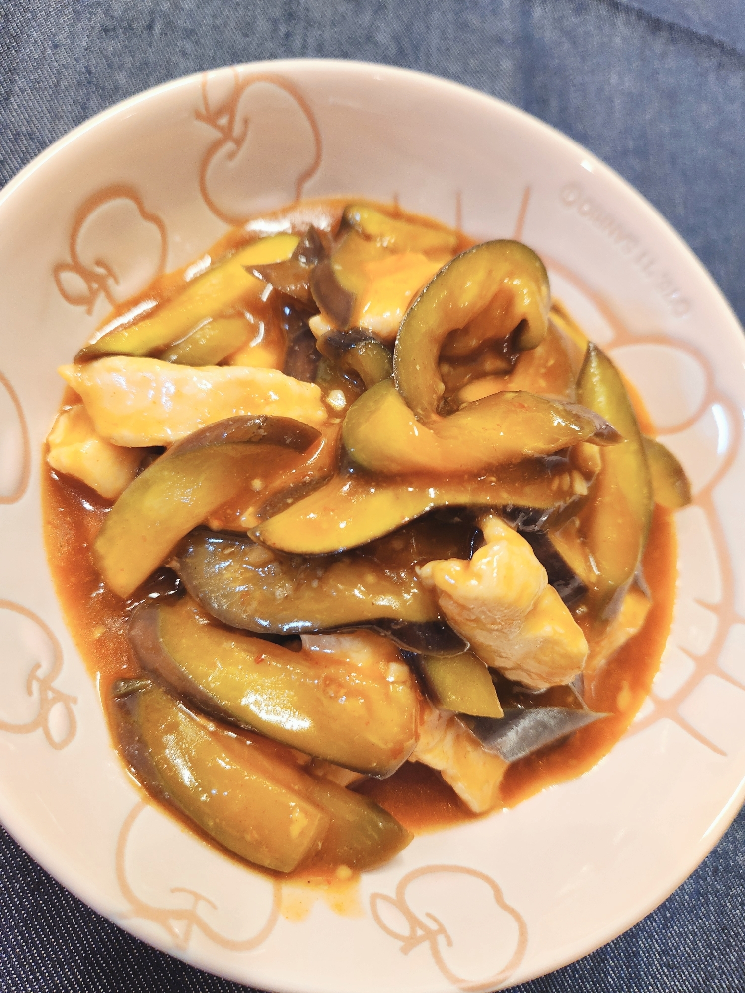 【おかず】茄子と鶏肉のチリソース