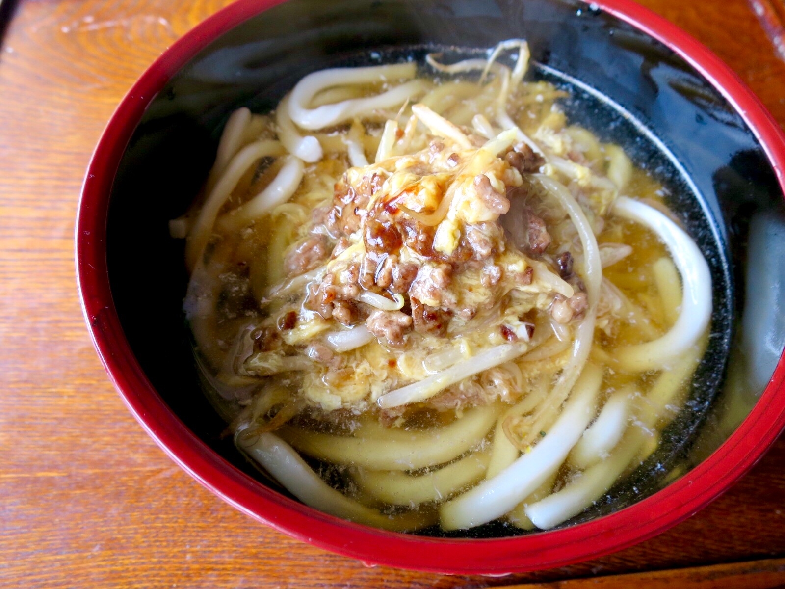 もやしそぼろのあんかけうどん