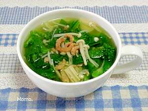 干し海老入り♪菜の花の中華スープ