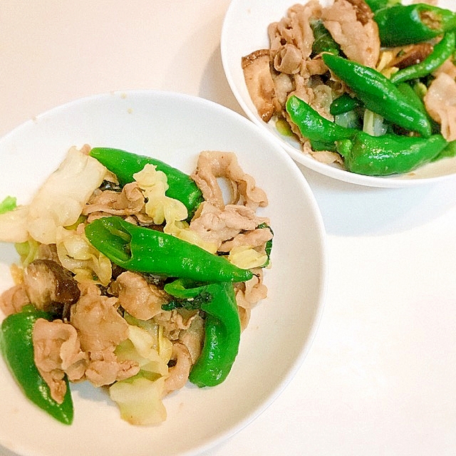 ご飯が進みます☆甘唐辛子と豚肉の焼肉のタレ炒め