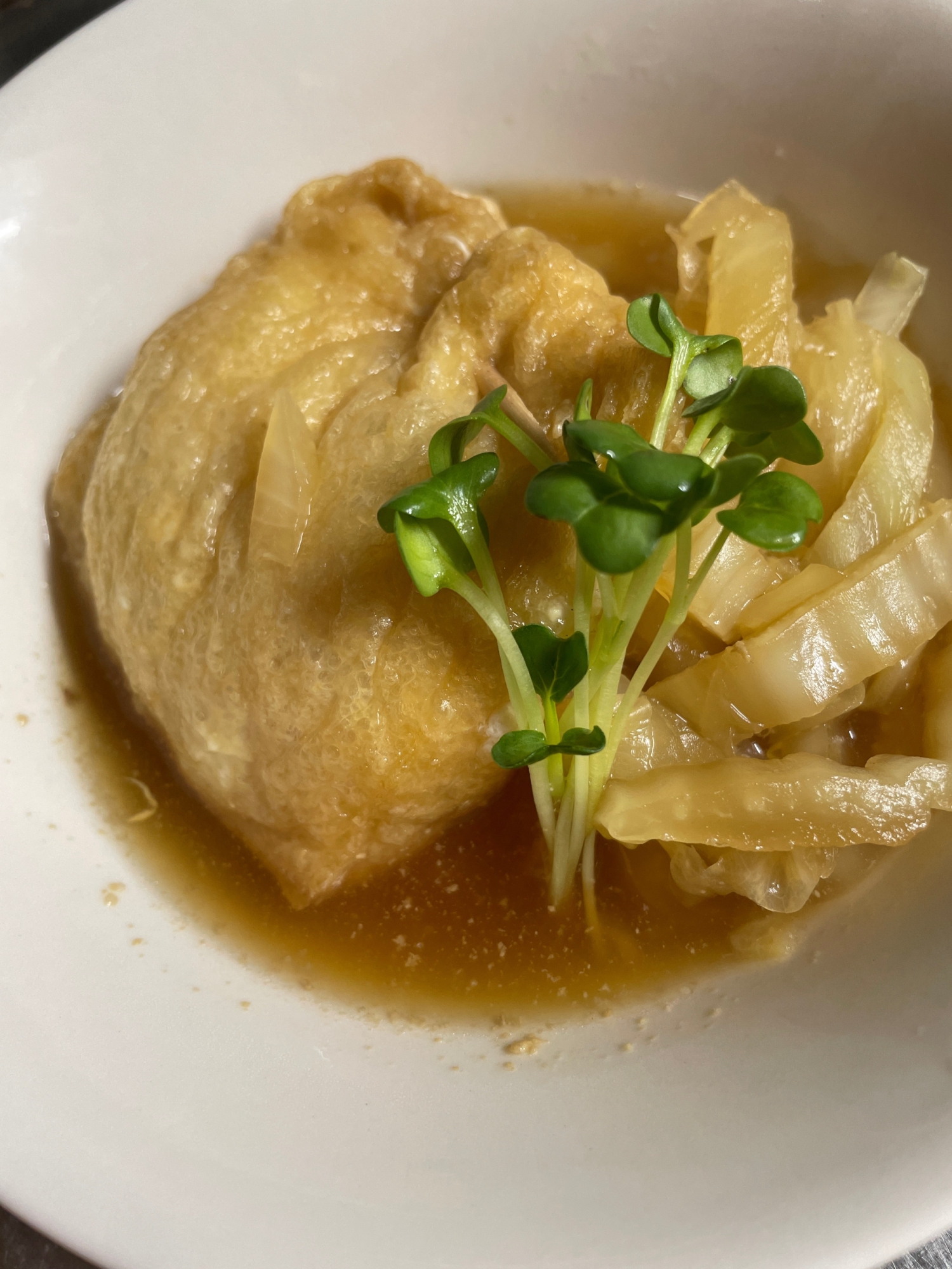 すき焼きのタレで簡単！白菜の芯と巾着玉子の甘辛煮