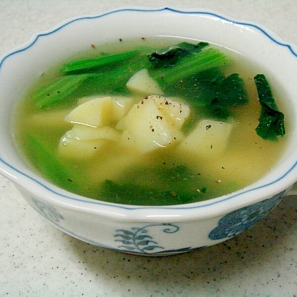 ほうれん草とじゃがいものコンソメスープ レシピ 作り方 By ねあっっ 楽天レシピ ほうれん草とじゃがいものコンソメスープ レシピ 作り方 By ねあっっ 楽天レシピ