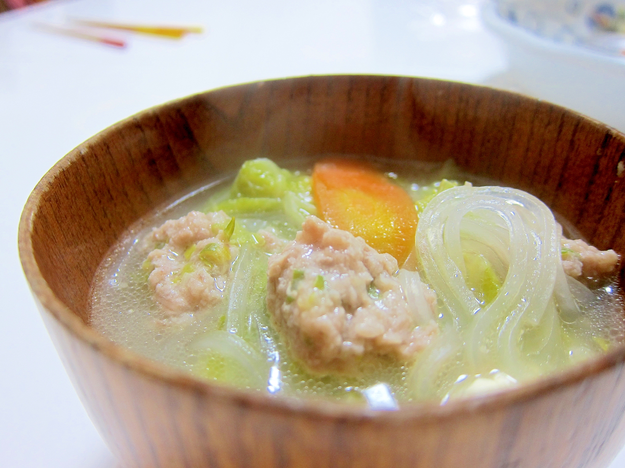 白菜と水菜の＊ぽかぽか生姜肉団子スープ＊