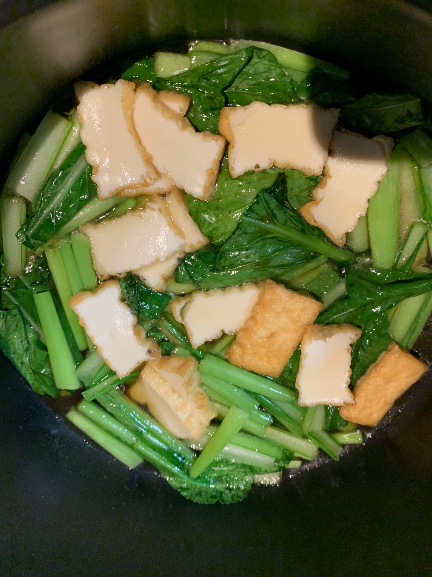 キャンプ飯にも　小松菜と厚揚げのおかず