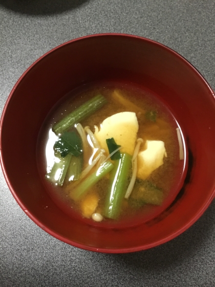 ♡簡単汁物♪えのきと小松菜と豆腐の味噌汁♡