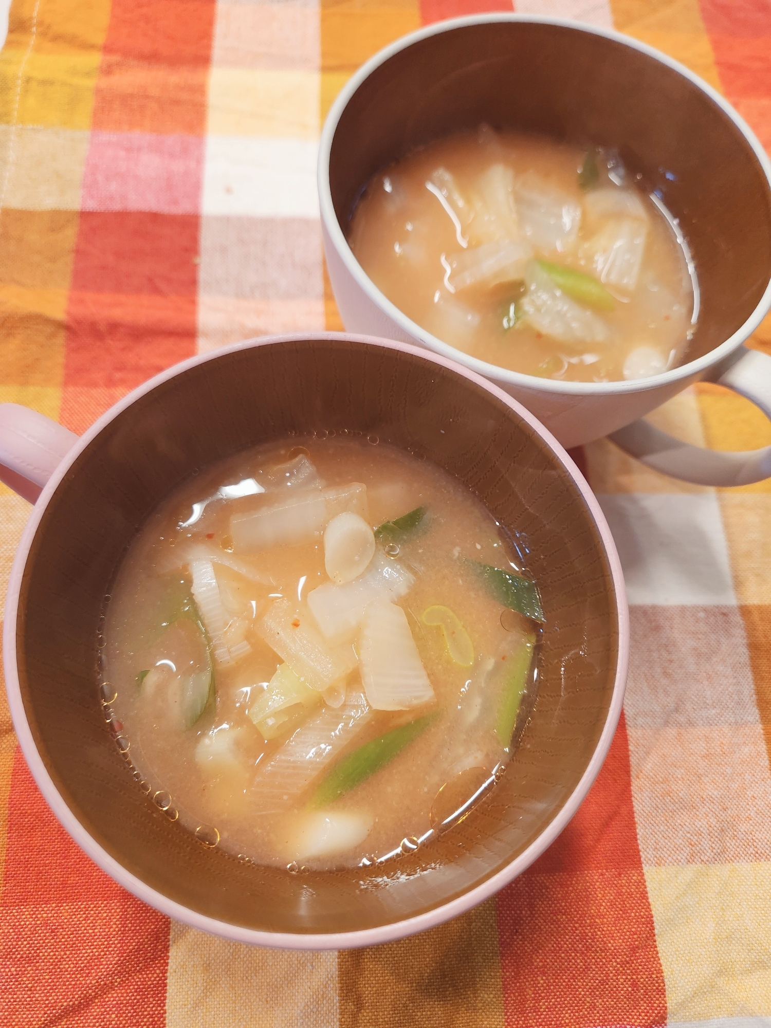 【汁物】白菜と長ネギのキムチスープ