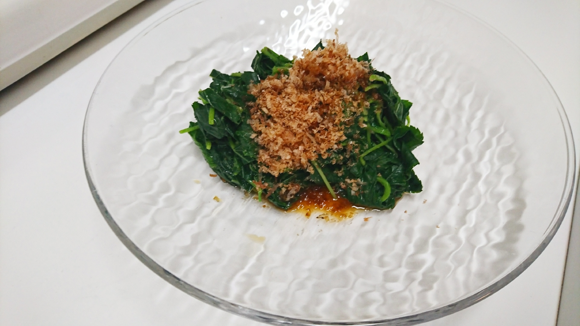 モロヘイヤのネバネバお浸し、取り分けメニュー