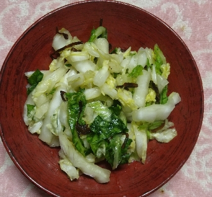 ポリ袋で簡単、白菜の塩昆布揉み