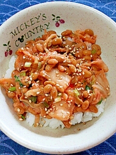 納豆の食べ方-キムチ＆ザーサイ♪