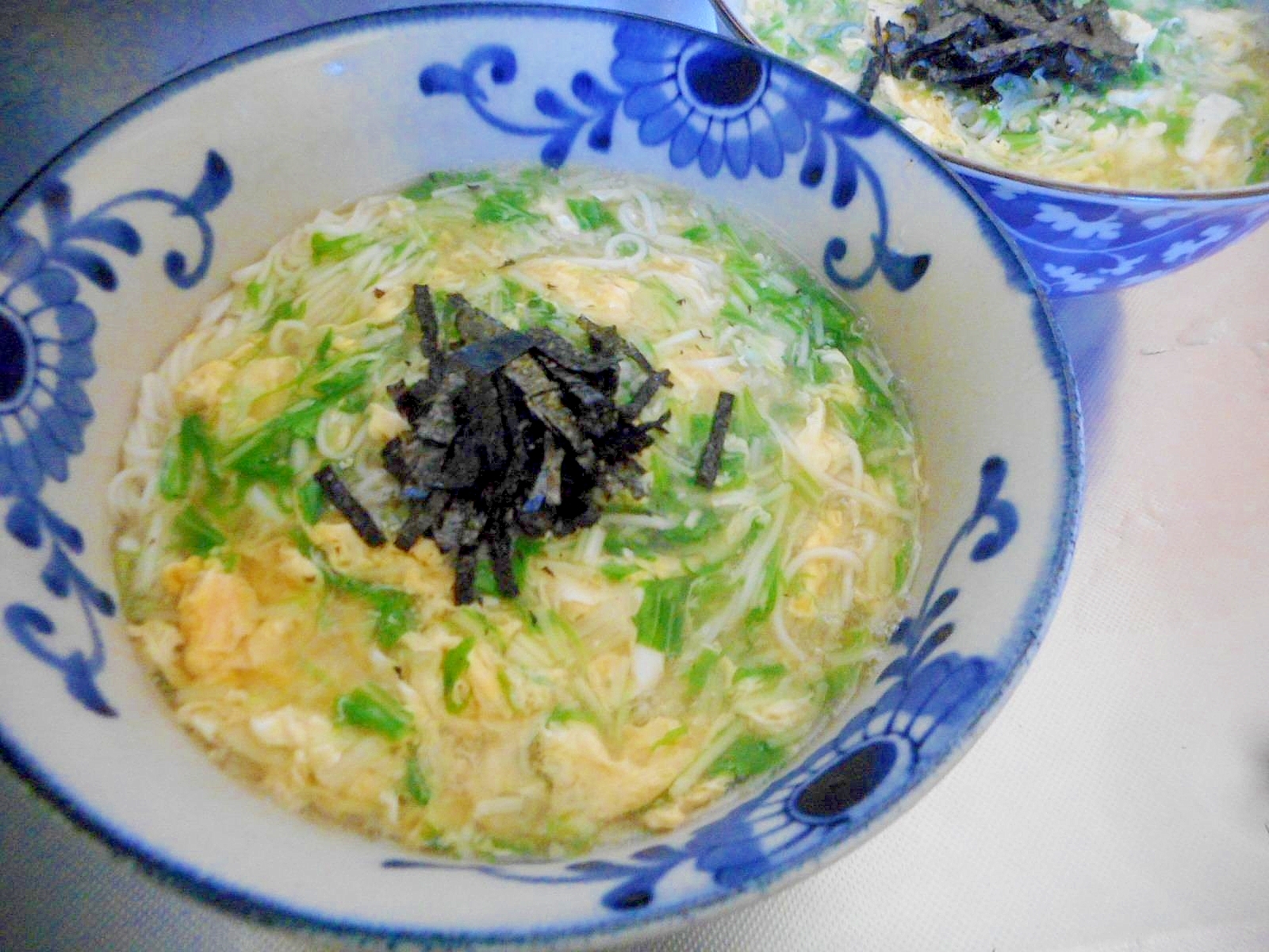 水菜の卵とじにゅう麺