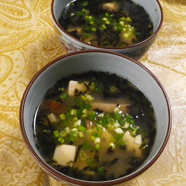 素焼き海苔豆腐椎茸味噌汁