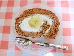 バナナ練乳クリームロールケーキ♪
