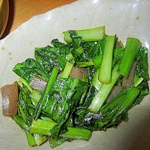小松菜蒟蒻味醂醤油炒り