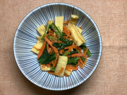 レンチンで！小松菜と厚揚げの胡麻和え