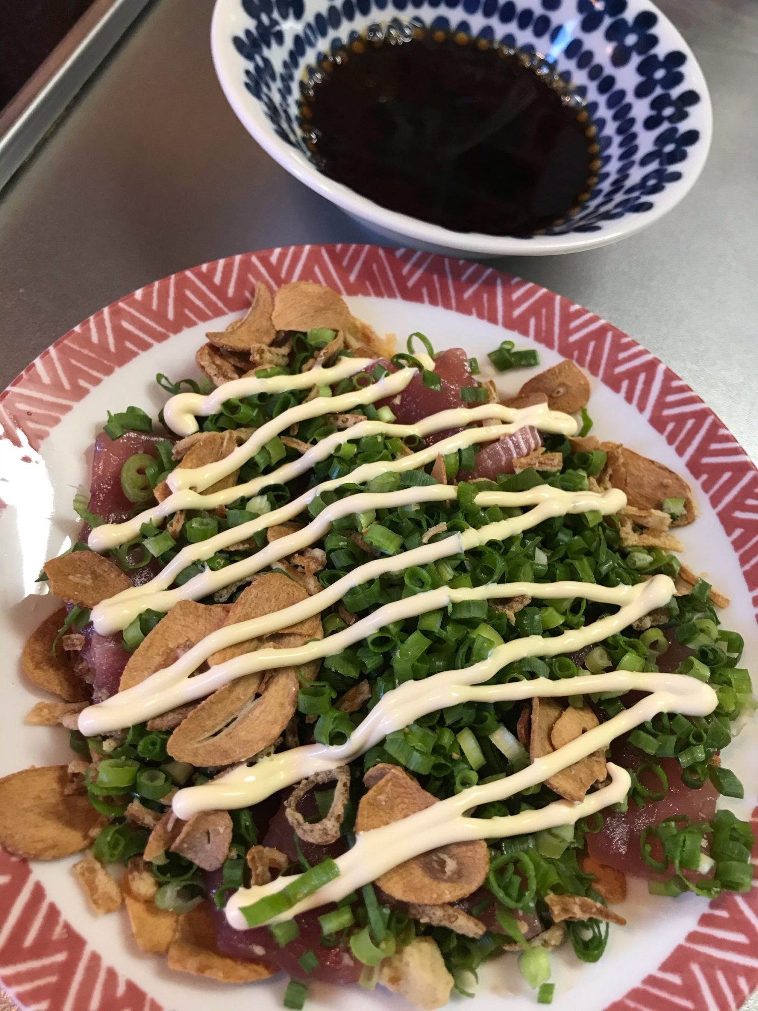 簡単彩り豊か!ねぎぽんマグロ