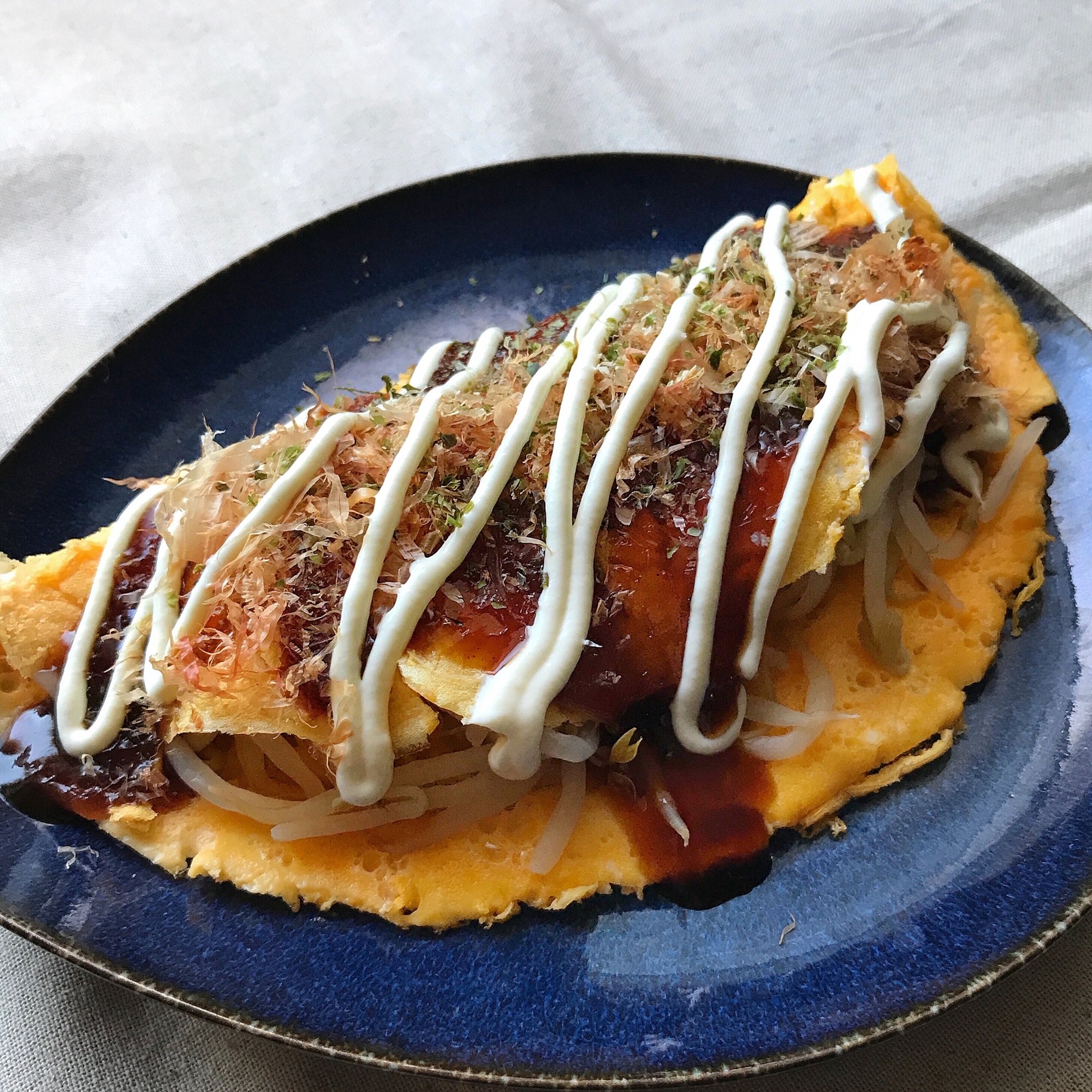 もやしの卵包み＊お好み焼き風