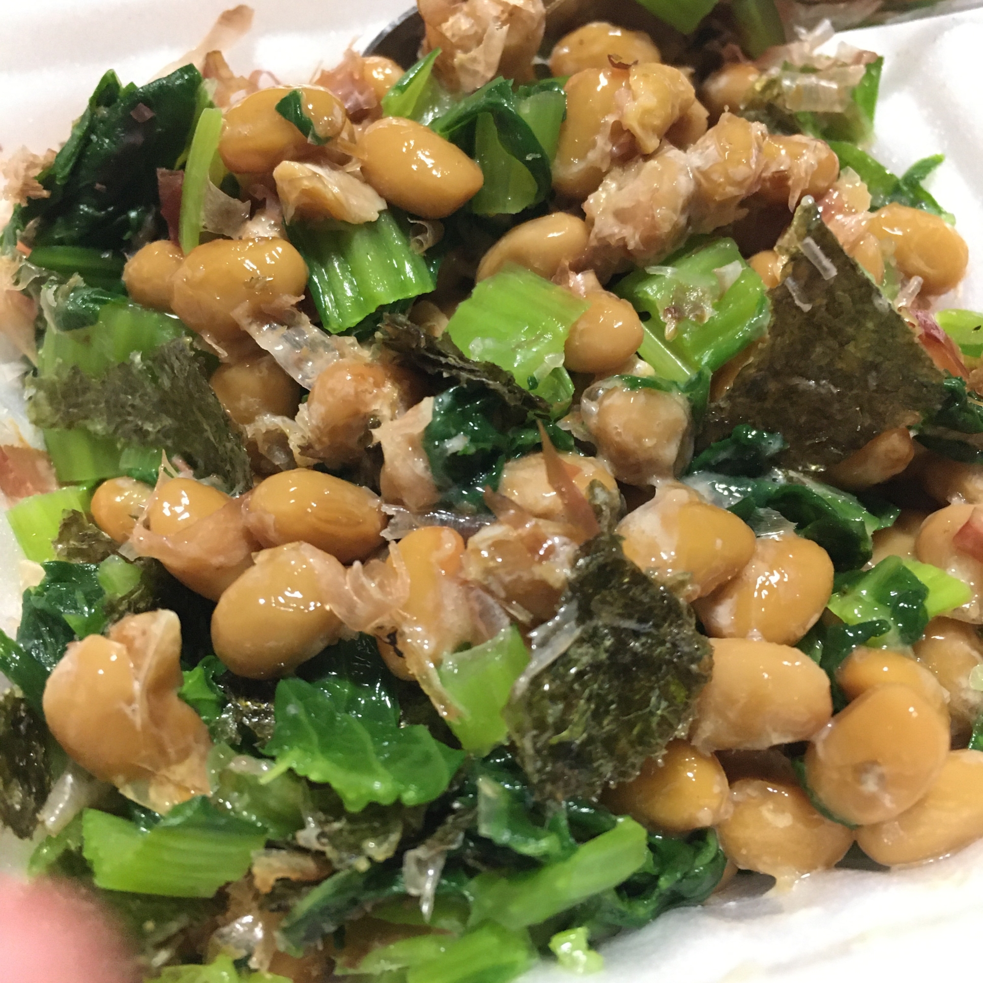 離乳食完了期 ほうれん草と焼きのりと鰹節の納豆 レシピ 作り方 By りし 楽天レシピ