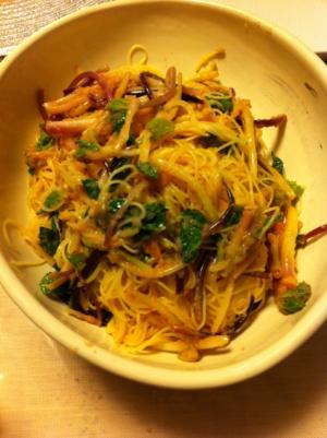 ぼうふうと明太子の和風カッペリーニ