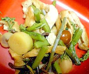 山菜と油揚げの煮物