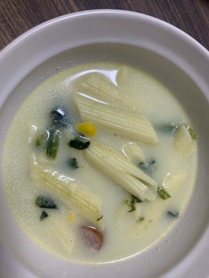 菜の花とウインナーのクリームスープ