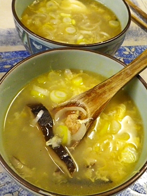 超簡単、干し海老椎茸卵スープ