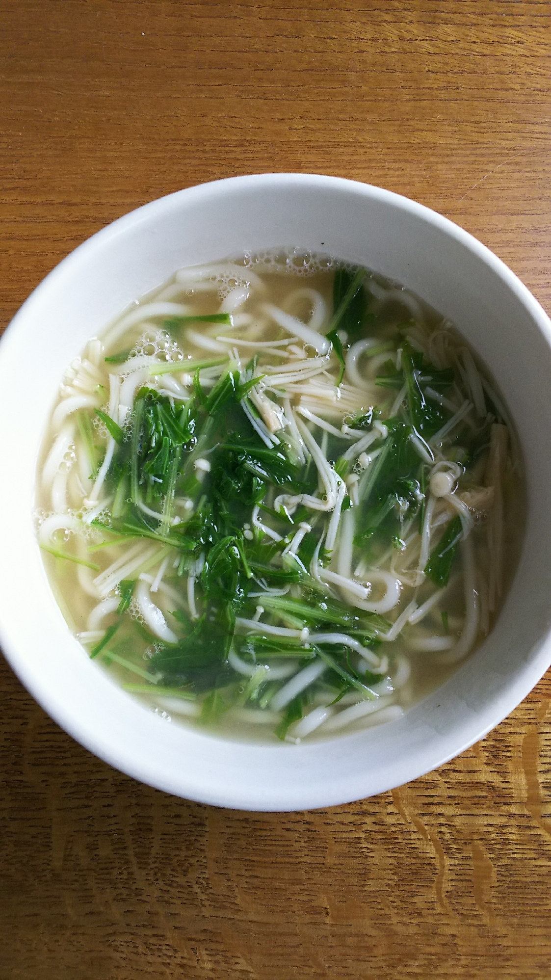 えのきと水菜のダシダうどん