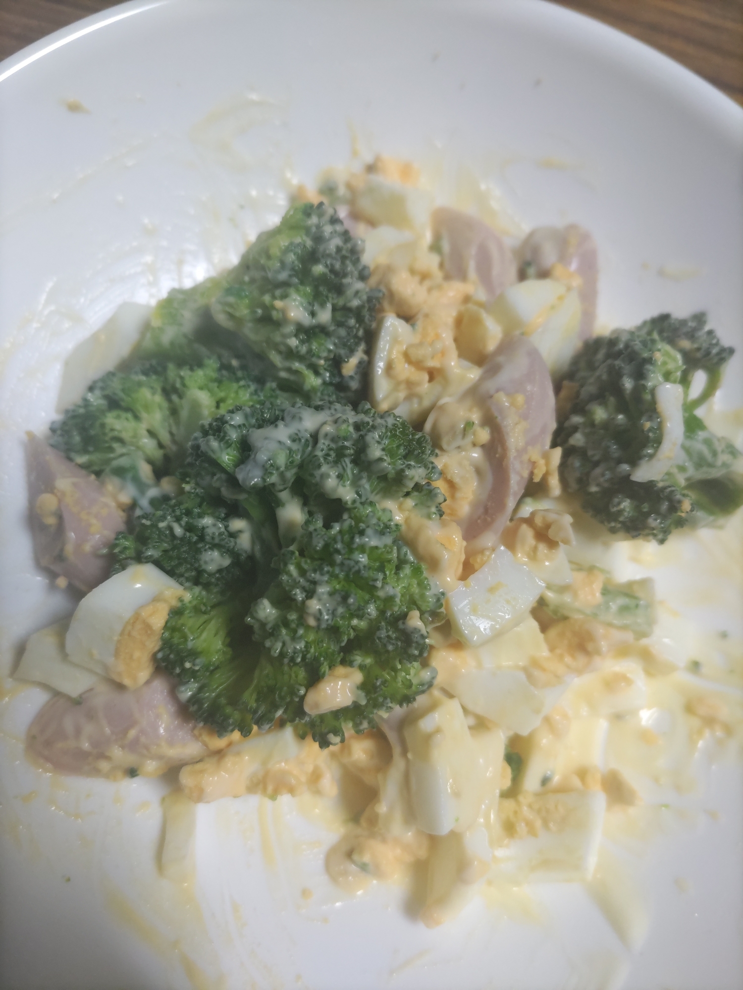 ブロッコリーと魚肉ソーセージとゆで卵のマヨ和え