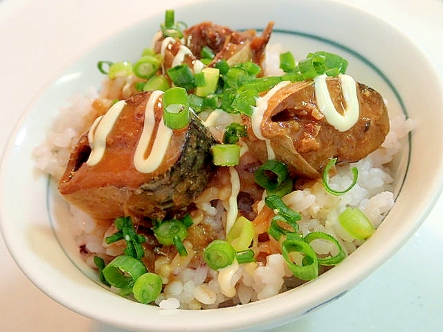 三十雑穀で　鯖の味噌煮のせて雑穀ご飯