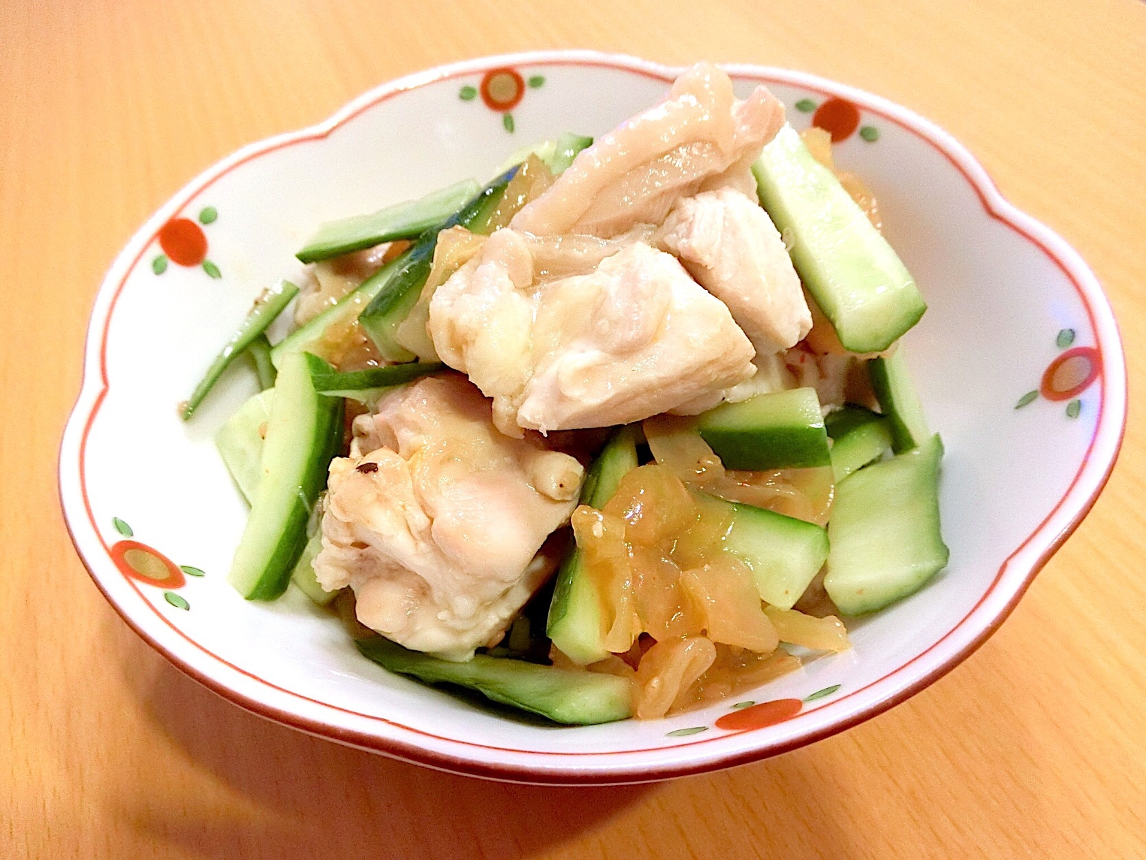 デパ地下のお惣菜 鶏もも肉と中華クラゲの和え物 レシピ 作り方 By 安くて 早くて 美味しい 楽天レシピ