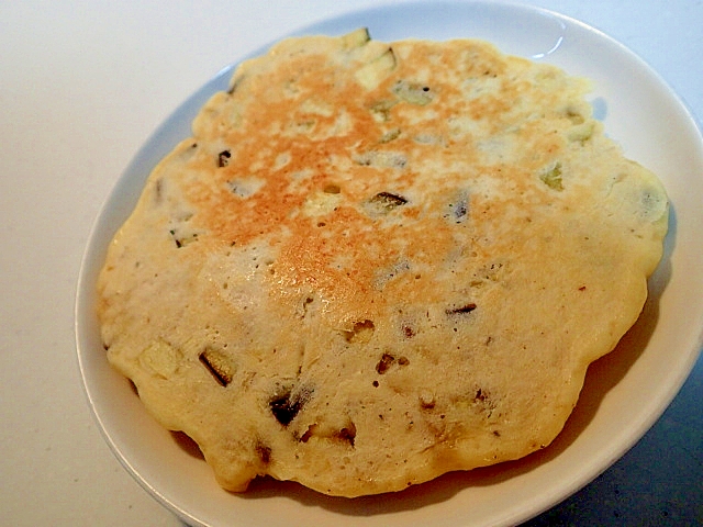 鶏ミンチと茄子のお食事系マヨ入りホットケーキ♪