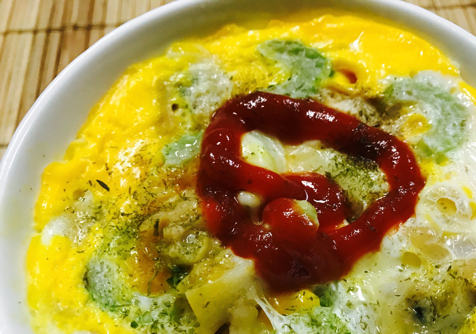 アレンジ！セロリと餃子のケチャップチーズ卵とじ