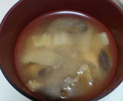 茄子と白菜と油揚げ入り味噌汁