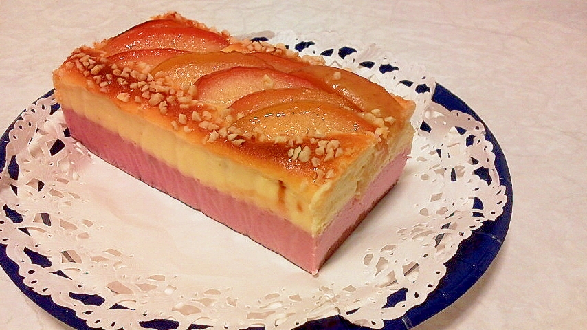 紫芋とりんごの2色チーズケーキ レシピ 作り方 By スノチャ 楽天レシピ