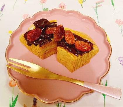 オリゴスマートチョコレートで作りました✧˖°バウムクーヘンが豪華になりました˚✧₊⁎❝᷀ົཽ≀ˍ̮❝᷀ົཽ⁎⁺˳✧༚