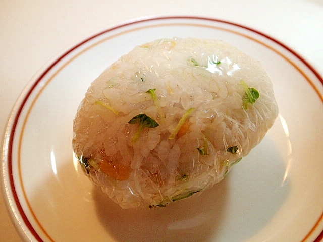 かいわれ大根と天かすの海苔マヨおにぎり