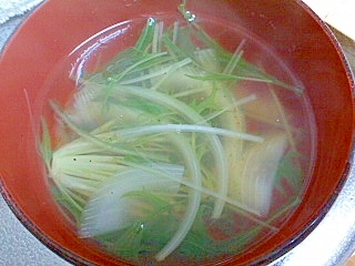 水菜と玉ねぎの和風スープ