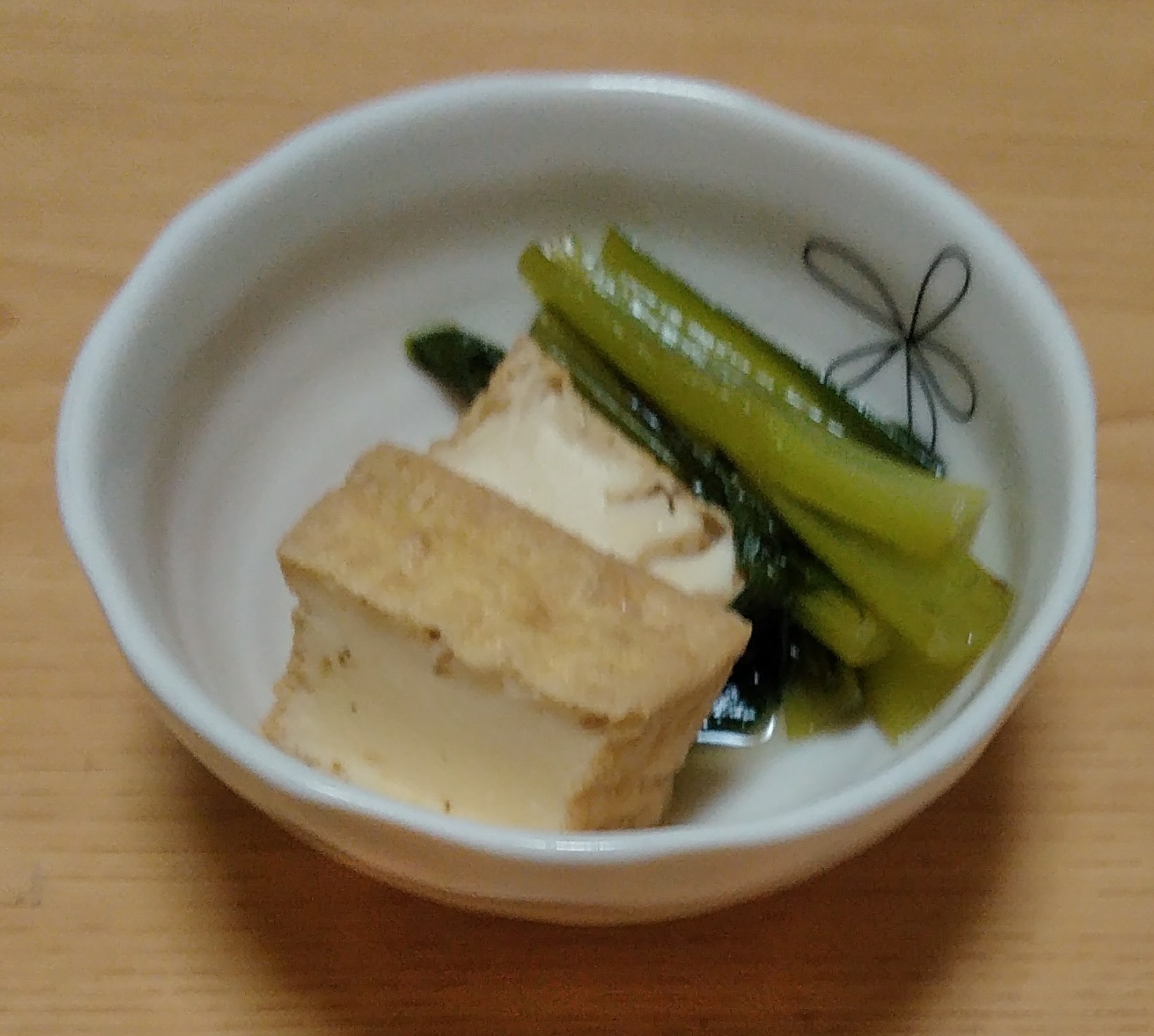 小松菜と厚揚げのめんつゆ煮