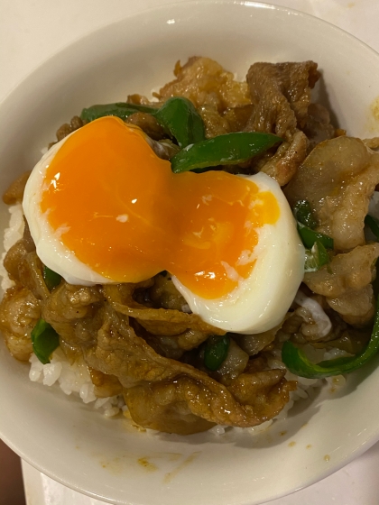 ナスとピーマンの照り焼き丼